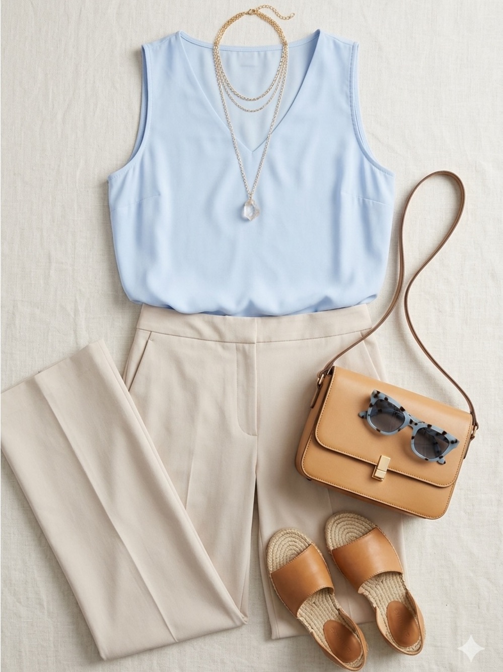 Nine West Sky Blue V-Neck Tank Top